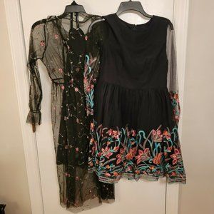 Lot of 2 SheIn Embroidered Dresses Large